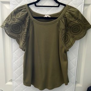 LOFT Eyelet Flutter Sleeve Top